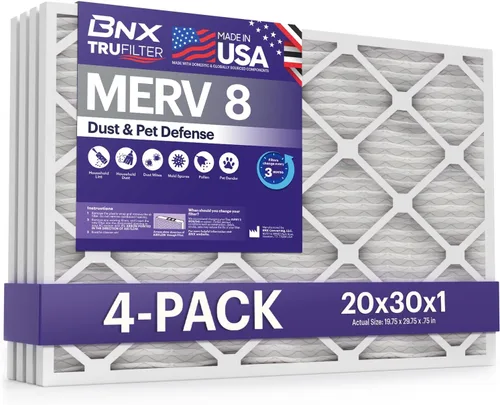 Vista 17 de BNX TruFilter - Filtro de aire MERV 8 de 10 x 10 x 1 pulgadas (paquete de 6) – Fabricado en Estados Unidos – Defensa contra polvo y mascotas