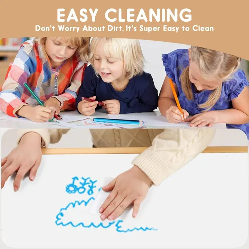 Vista 3 de Juego de mesa y silla para niños, altura ajustable, juego de mesa y silla para niños pequeños y 6 sillas con escritorio a prueba de grafiti, patas