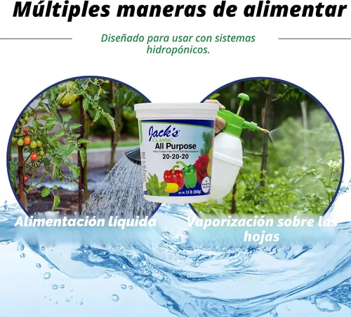 Vista 6 de Jack's Classic 20-20-20 Fertilizante multiuso soluble en agua con micronutrientes para proporcionar crecimiento general en todas las plantas, 1.5