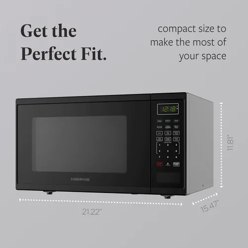 Vista 4 de Farberware - Horno microondas de encimera de 1.1 pies cúbicos – 1000 vatios de potencia, configuraciones de cocción automática, descongelación, Negro