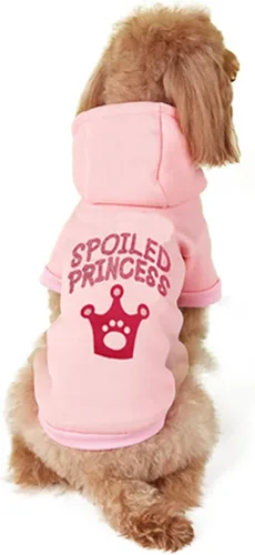 Vista 2 de Camisas rosas para perras, ropa para cachorros, sudadera con capucha para mujer, sudadera con corona de princesa para mascotas, camiseta para perros
