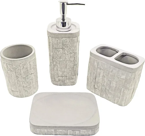 Vista 54 de Marina Decoration Juego de accesorios de baño de 4 piezas de decoración moderna de lujo, incluye dispensador de loción de jabón líquido para baño