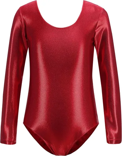 Vista 15 de AFAVOM Leotardos de gimnasia para niñas, leotardos de manga larga para niñas, brillantes y brillantes, para gimnasia, traje de ballet y danza