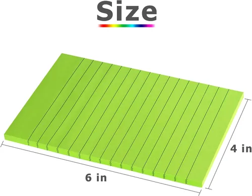 Vista 2 de Tamak Notas adhesivas forradas de 4 x 6 pulgadas, con rayas brillantes, almohadillas adhesivas fuertes, 4 blocs por paquete, 45 hojas/bloc (verde)