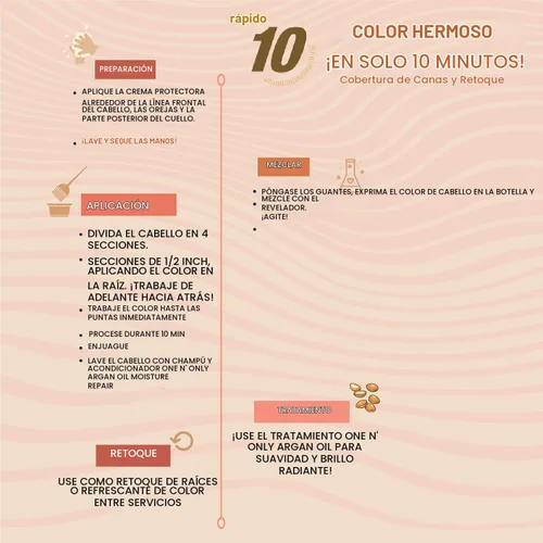 Vista 4 de One 'N Only Fast 10 - Kit de coloración permanente para el cabello, tinte para el cabello para mujeres con aceite de argán para mantener