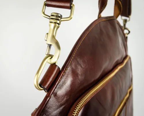 Vista 7 de Time Resistance Bolsa de ropa de cuero Traje Duffel Slim Maleta de mano Vestido Bolsa de protección Marrón