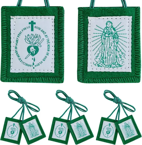 Vista 8 de TALPGOD Escapularios católicos, paquete de 3 escápulos marrones a granel, Escapularios Católicos, regalo para mujeres y hombres, bendición de casa
