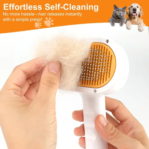 Vista 7 de Juego de cepillos de vapor para mascotas 3 en 1 para perros y gatos, peine de aseo con aerosol, herramienta de desfurado, depilación asistida por