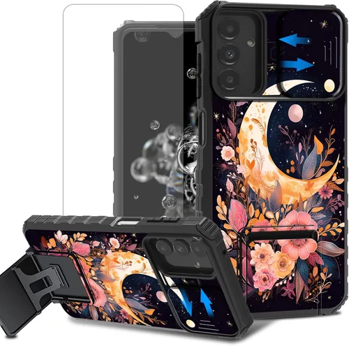 Vista 10 de Funda para teléfono Samsung Galaxy A15 5G con protector de pantalla con cubierta deslizante para cámara y soporte de doble capa híbrida resistente a