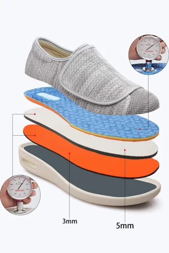 Vista 2 de Zapatos para diabéticos para mujer, zapatos casuales ajustables para caminar, zapatos anchos para ancianos, pies hinchados, antideslizantes