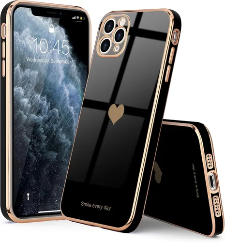 Vista 7 de Teageo Funda para iPhone 11 Pro Max para niñas y mujeres, lindo corazón de amor, cubierta trasera suave, protección completa elevada, protección