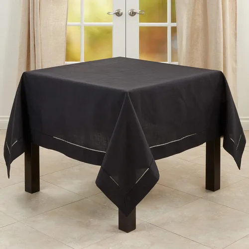 Vista 98 de SARO LIFESTYLE Servilleta de cóctel con borde cosido (juego de 12), negro, 6"x6