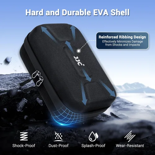 Vista 5 de Kiorafoto Funda rígida OSMO Pocket 3, bolsa de protección portátil de EVA con correa larga de 53.54 pulgadas y 3 fundas para tarjetas MicroSD