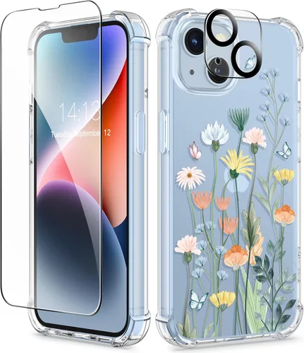 Vista 159 de GVIEWIN - Funda para iPhone 11 con protector de pantalla + protector de lente de cámara, cubierta protectora transparente suave de poliuretano