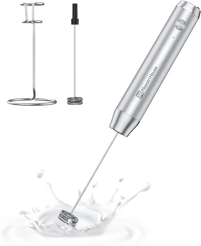 Vista 13 de Maestri House LunaFro - Espumador de leche recargable con soporte, máquina de espuma eléctrica de mano, impermeable, desmontable, de acero
