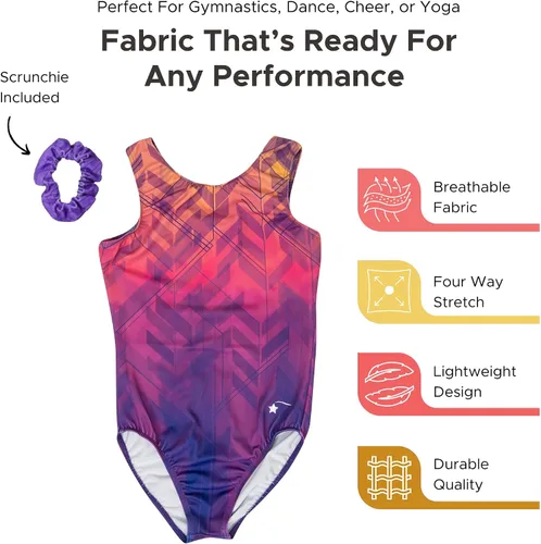 Vista 4 de Destira Premium Closed Back Gymnastics Leotards for Girls - Snug Performance Fit (Size Up for Comfort), GIRLS/CHILD Sizes