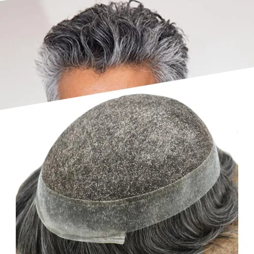 Vista 43 de Toupee For Men Real Human Hair Mens Toupee Hair Replacement System Swiss Lace Toupee For Men Natural Human Hair Piece Mens Toupee6*8"-90% density#2