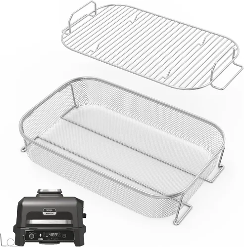 Vista 9 de Outspark Rejilla asada y olla de cocina para Ninja Foodi FG551/DG551 Smart XL Accesorios para parrilla de interior, estante para freidora de aire