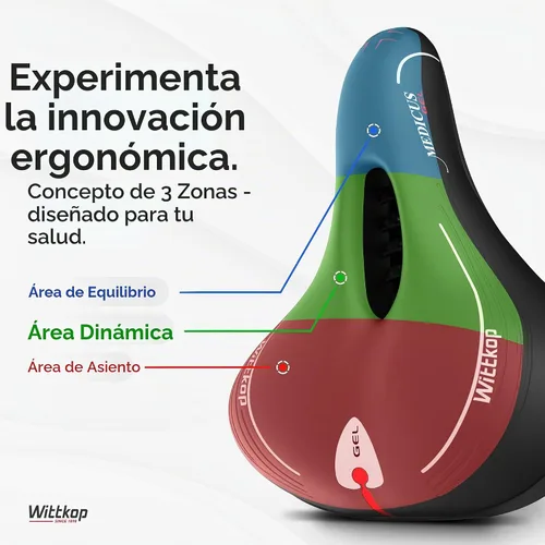 Vista 5 de Wittkop - Asiento de bicicleta de gran tamaño para bicicleta Peloton y bicicleta +, asiento de bicicleta cómodo, compatible con bicicletas Peloton