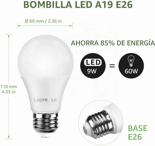 Vista 6 de Lighting EVER Bombillas LED inteligentes, compatibles con Alexa y Google Assistant, equivalente a 60 vatios, regulables con aplicación