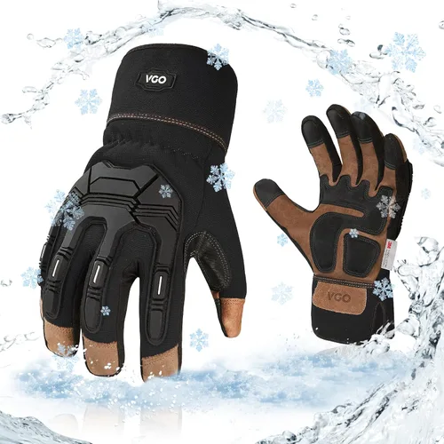 Vista 8 de Vgo... Winter Work Gloves Men,Leather Work Gloves,Anti-vibration,Mechanics Gloves,Abrasion Resistance