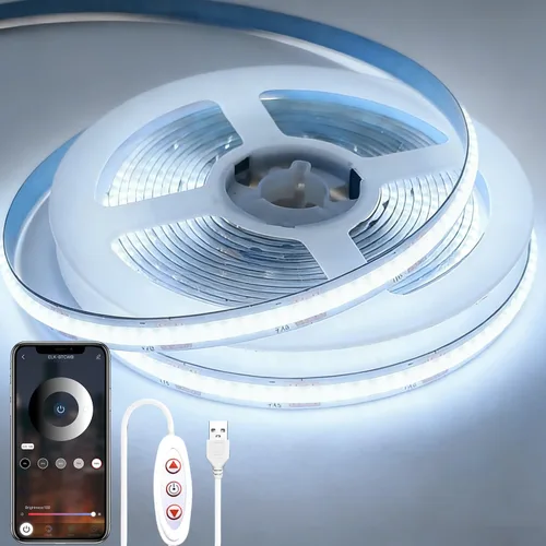 Vista 11 de Tira de luces LED COB USB para TV, 5 V alimentadas por USB, luces LED regulables, luz blanca cálida, 3.3 pies, 320 LED/M, 3000 K, tira de luz