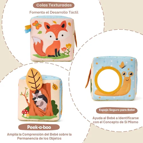 Vista 4 de hahaland Caja de pañuelos de juguete para bebé, juguetes Montessori de 6 a 12 meses, juguetes Montessori para niños de 6 meses, regalos para bebés
