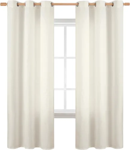 Vista 75 de BGment Cortinas de Lino Beige de 63 Pulgadas de Largo 2 Paneles - Tratamientos para Ventanas con Textura de Arpillera Filtrantes de Luz Cortinas