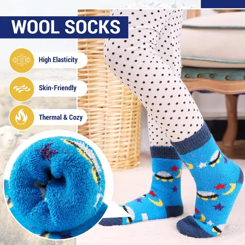 Vista 51 de Eocom 6 pares de calcetines de invierno cálidos de lana para niños y niñas