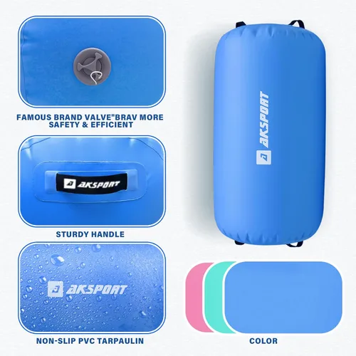 Vista 5 de AKSPORT Air Roller - Barril de aire para flexiones de espalda y resortes de mano, entrenamiento con bomba de aire eléctrica para uso Azul
