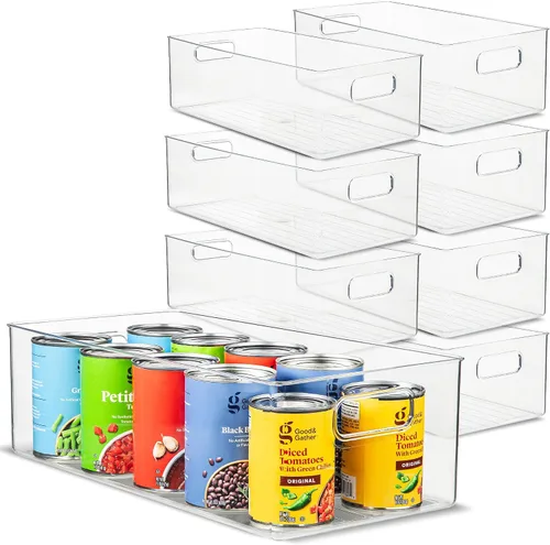 Vista 39 de Contenedor de plástico transparente para almacenamiento de alimentos con asas para organizar cocina, despensa, refrigerador, congelador, despensa