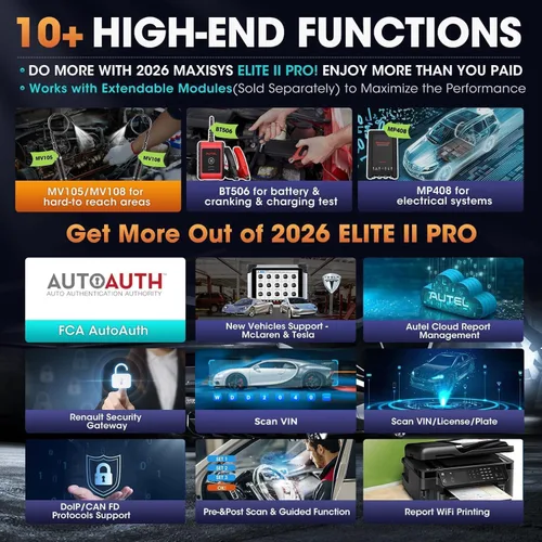 Vista 8 de Escáner Autel MaxiSys Elite II PRO, actualización de 2 años 2026 [$2590] Elite 2 PRO J2534 Pr0gramming C0ding as MSUltra MS919 MS909 UP of MK908P