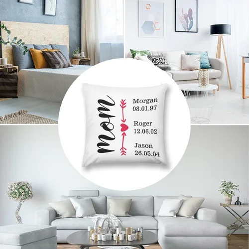 Vista 5 de Custom Mothers Day Pillow Cover Soft Velvet Square Pillow Case with Kids Names Family Names Custom Gift for Mom Mommy from Child Daughter Son, #1