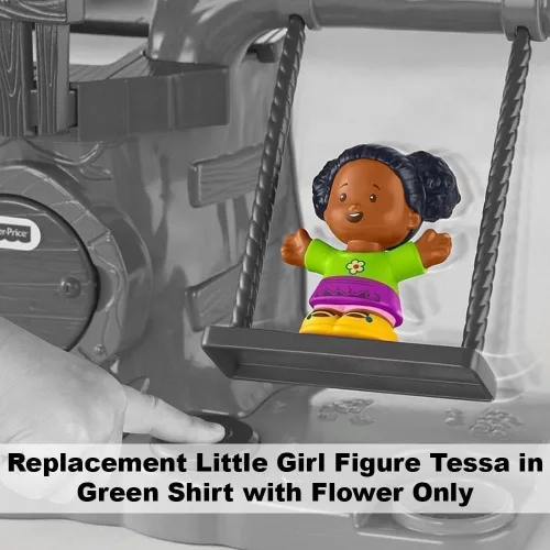 Vista 2 de Pieza de repuesto para juego Fisher-Price Little People Swing & Share Treehouse - DYF19 ~ Figura de repuesto para niña Tessa ~ Camisa verde con flor