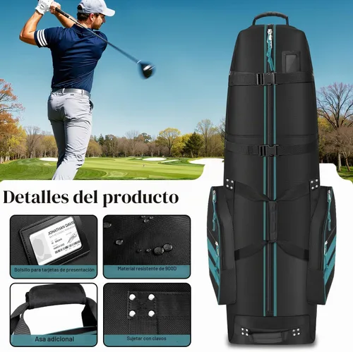 Vista 3 de Bolsa de viaje de golf con ruedas, al aire libre resistente 900D poliéster impermeable bolsas de golf de viaje, bolsas de viaje de golf