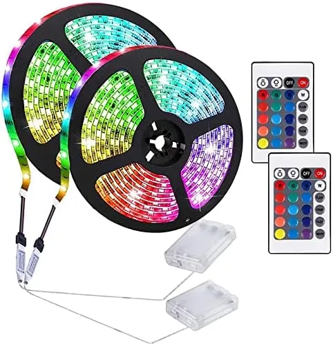 Vista 10 de Tira de luces LED alimentadas por batería con control remoto de 24 teclas, tira de luz de fondo de TV para interiores y exteriores