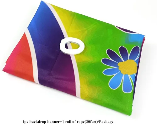 Vista 4 de Cartel de fondo bohemio hippie retro arco iris, 71 x 44 pulgadas, decoración de fiesta de carnaval de los años 60, poliéster, múltiples ocasiones