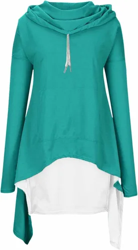 Vista 3 de Lightweight Robe Hoodies Women Irregular Hem Hooded Sweatshirt Pullover Drawstring Long Sleeve Dresses with Pockets