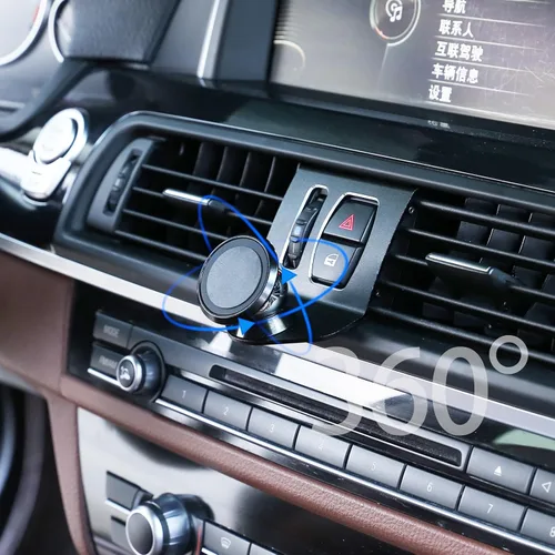 Vista 3 de Soporte giratorio para teléfono celular de 360 grados Soporte para teléfono móvil Negro (imán) para BMW Serie 5 F11 F10 F07 2010-2016 (negro)