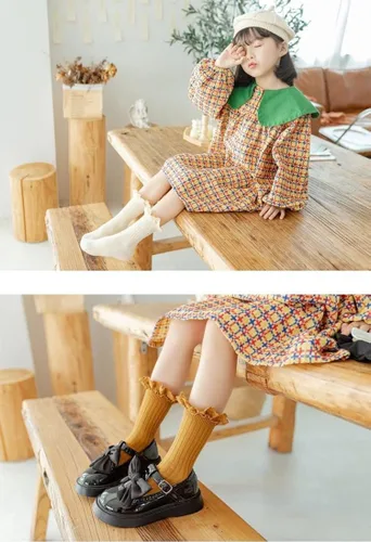 Vista 5 de Calcetines vintage de encaje al tobillo con volantes para niñas pequeñas