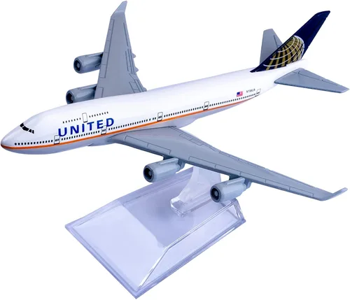 Vista 5 de Avión Modelo 1:400 Escala United B747 Modelo Avión Metal Plane Die-Cast Aleación Aviones para Regalo y Colección (United B747)