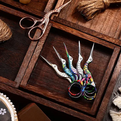 Vista 5 de Tijeras de bordado, tijeras de cigüeña, tijeras de grúa, de acero inoxidable, pequeñas tijeras de manualidades, herramientas de bricolaje, tijeras