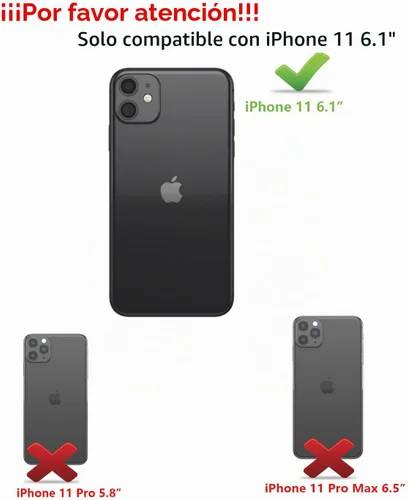 Vista 2 de SunStory Funda compatible con iPhone 11 con protector de pantalla HD, 3 capas de alta resistencia de cuerpo completo, funda protectora híbrida 3