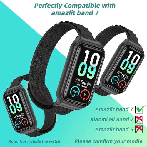 Vista 3 de Strap for Amazfit Band 7 Nylon Replacement Strap Watch Wrist Band Smart Bracelet Accessories for Amazfit 7