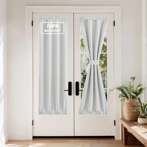 Vista 33 de NICETOWN Cortinas de Lino para Puerta Lateral - Cortinas Opacas con Aislamiento Térmico para Puerta Delantera Francesa para Sombra Pequeña