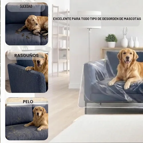 Vista 3 de LAMINET Funda gruesa cristalina resistente al agua de alta resistencia para sofá - Perfecta para protección contra garras de gatos/perros, niños