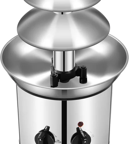 Vista 3 de Máquina de fuente de chocolate, fuente de fondue de inmersión de acero inoxidable de 4 niveles con sistema de sellado, máquina de fusión eléctrica