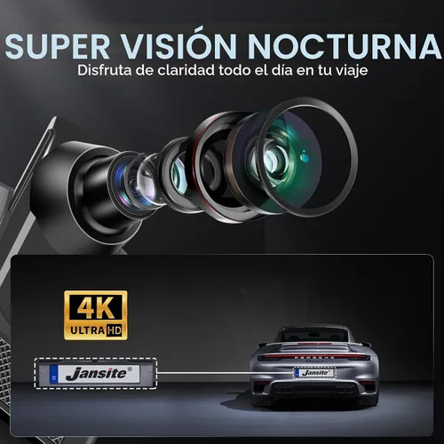 Vista 3 de Cámara del espejo retrovisor 4K WiFi 10" espejo Dash Cam delantero