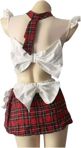 Vista 9 de Lencería sexy para mujer para juegos sexuales traviesos escuela niñas enfermera cosplay trajes de encaje transparente babydoll mini falda