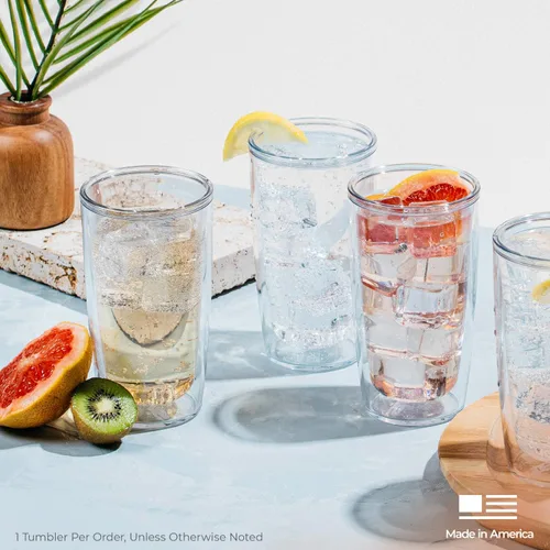 Vista 6 de Taza de viaje Tervis Yao Cheng Verde Cristal de doble pared aislada hecha en Estados Unidos mantiene las bebidas frías y calientes, 16 onzas